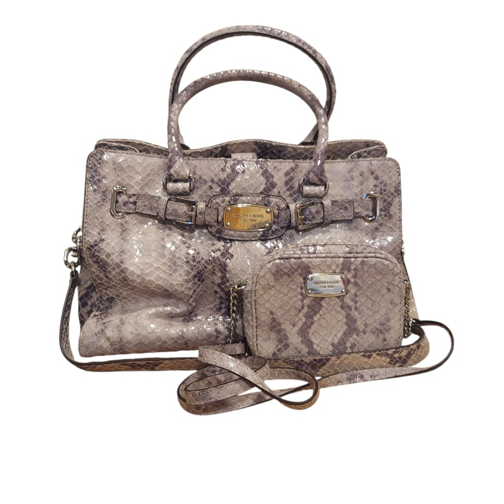 Michael Kors Python Satchel + Mini Purse Bag Lot Of 2 Original Dust Bag EUC Gift